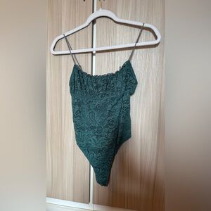 Urban Outfitters Green Lace Bodysuit